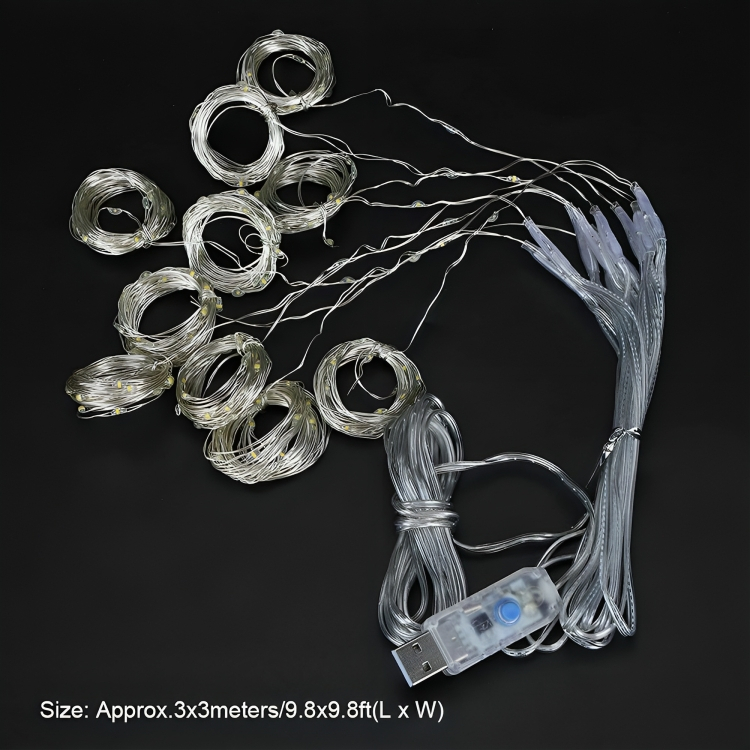 Κρεμαστά Διακοσμητικά LED Λαμπάκια Κουρτίνα - Γιρλάντα USB - 8 Λειτουργίες Φωτισμού & Τηλεχειριστήριο - Θερμό Λευκό Φως - 3x3m Κρεμαστά Διακοσμητικά LED Λαμπάκια Κουρτίνα - Γιρλάντα USB - 8 Λειτουργίες Φωτισμού & Τηλεχειριστήριο - Θερμό Λευκό Φως - 3x3m