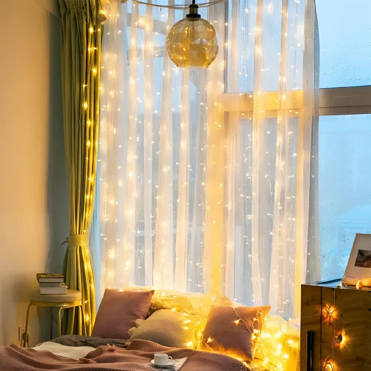 Κρεμαστά Διακοσμητικά LED Λαμπάκια Κουρτίνα - Γιρλάντα USB - 8 Λειτουργίες Φωτισμού & Τηλεχειριστήριο - Θερμό Λευκό Φως - 3x3m Κρεμαστά Διακοσμητικά LED Λαμπάκια Κουρτίνα - Γιρλάντα USB - 8 Λειτουργίες Φωτισμού & Τηλεχειριστήριο - Θερμό Λευκό Φως - 3x3m