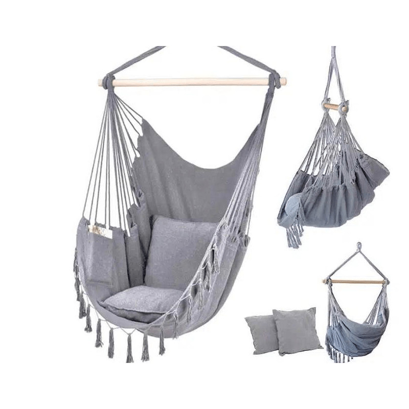 Κρεμαστή Κούνια-Αιώρα Romantic με Αναπαυτικό Μαξιλάρι και Διακοσμητικές Φούντες-Γκρί Κρεμαστή Κούνια-Αιώρα Romantic με Αναπαυτικό Μαξιλάρι και Διακοσμητικές Φούντες-Γκρί