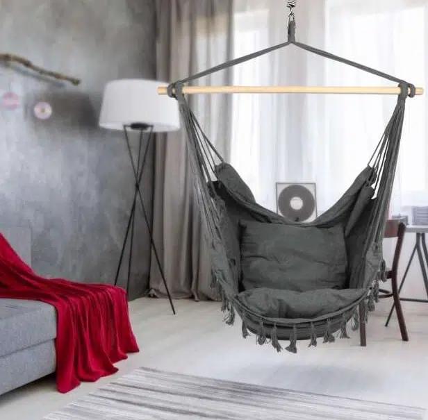 Κρεμαστή Κούνια-Αιώρα Romantic με Αναπαυτικό Μαξιλάρι και Διακοσμητικές Φούντες-Γκρί Κρεμαστή Κούνια-Αιώρα Romantic με Αναπαυτικό Μαξιλάρι και Διακοσμητικές Φούντες-Γκρί