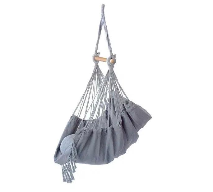 Κρεμαστή Κούνια-Αιώρα Romantic με Αναπαυτικό Μαξιλάρι και Διακοσμητικές Φούντες-Γκρί Κρεμαστή Κούνια-Αιώρα Romantic με Αναπαυτικό Μαξιλάρι και Διακοσμητικές Φούντες-Γκρί