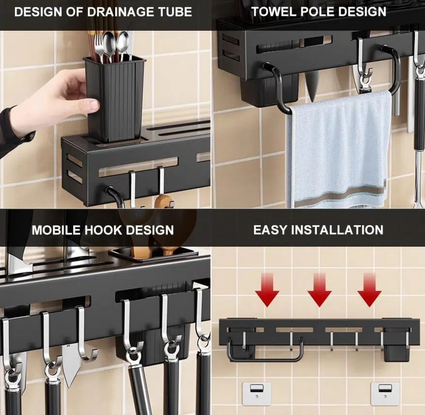 Κρεμαστή Μεταλλική Βάση Οργάνωσης Κουζίνας 60cm Μαύρη Κρεμαστή Μεταλλική Βάση Οργάνωσης Κουζίνας 60cm Μαύρη