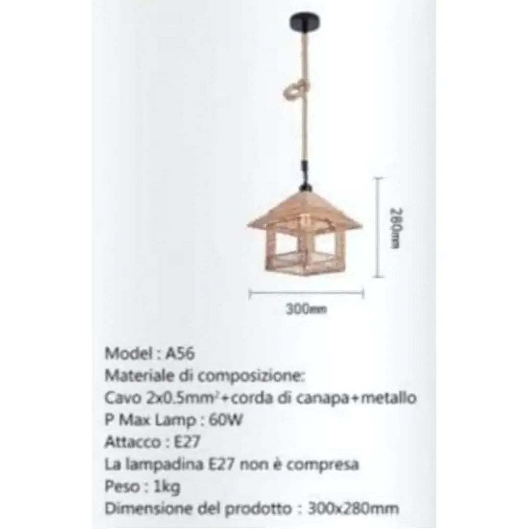 Κρεμαστό Φωτιστικό Οροφής 60 W με Σχοινί για Ντουί Ε27 - 30 x 28 cm Κρεμαστό Φωτιστικό Οροφής 60 W με Σχοινί για Ντουί Ε27 - 30 x 28 cm