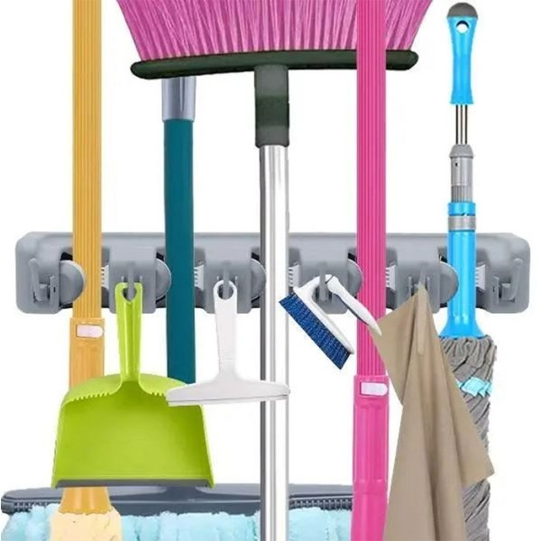 Κρεμάστρα 2 σε 1 για Σκούπες και Σφουγγαρίστρες 5 Θέσεων με 6 Γάντζους 6x8x6εκ Κρεμάστρα 2 σε 1 για Σκούπες και Σφουγγαρίστρες 5 Θέσεων με 6 Γάντζους 6x8x6εκ