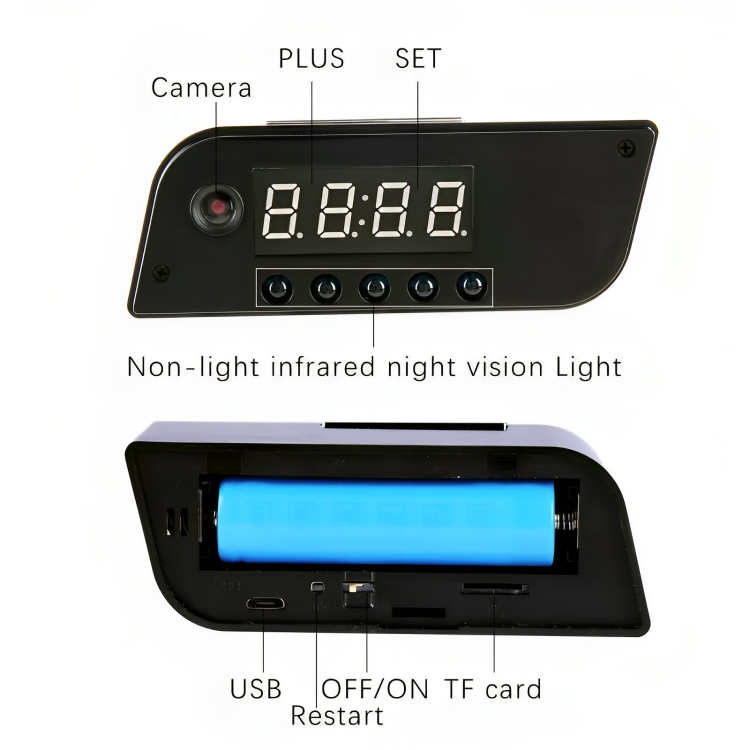 Κρυφή Κάμερα Παρακολούθησης - Ψηφιακό Ρολόι με Υποδοχή για Κάρτα Μνήμης - WiFi & USB Κρυφή Κάμερα Παρακολούθησης - Ψηφιακό Ρολόι με Υποδοχή για Κάρτα Μνήμης - WiFi & USB