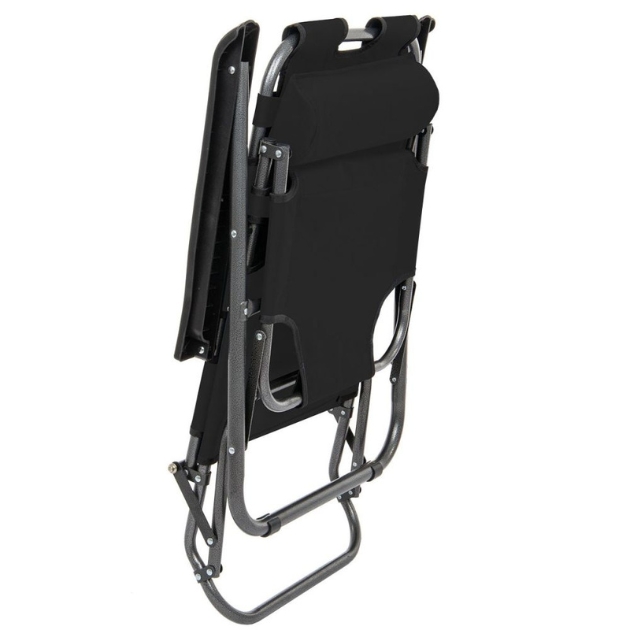 Ξαπλώστρα - Πολυθρόνα Παραλίας Πολλαπλών Θέσεων με Μεταλλικό Σκελετό - Μαύρη - 163 x 60 x 75 εκ. Ξαπλώστρα - Πολυθρόνα Παραλίας Πολλαπλών Θέσεων με Μεταλλικό Σκελετό - Μαύρη - 163 x 60 x 75 εκ.