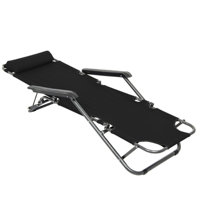 Ξαπλώστρα - Πολυθρόνα Παραλίας Πολλαπλών Θέσεων με Μεταλλικό Σκελετό - Μαύρη - 163 x 60 x 75 εκ. Ξαπλώστρα - Πολυθρόνα Παραλίας Πολλαπλών Θέσεων με Μεταλλικό Σκελετό - Μαύρη - 163 x 60 x 75 εκ.