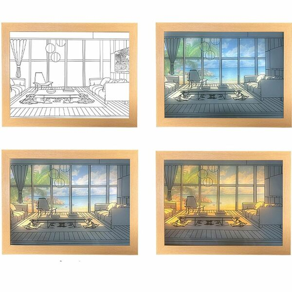 Ξύλινο Κάδρο με Πρωτοποριακό Έργο Τέχνης και Κρυφό Φωτισμό LED με 3 Λειτουργίες Φωτός Ξύλινο Κάδρο με Πρωτοποριακό Έργο Τέχνης και Κρυφό Φωτισμό LED με 3 Λειτουργίες Φωτός