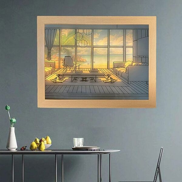 Ξύλινο Κάδρο με Πρωτοποριακό Έργο Τέχνης και Κρυφό Φωτισμό LED με 3 Λειτουργίες Φωτός Ξύλινο Κάδρο με Πρωτοποριακό Έργο Τέχνης και Κρυφό Φωτισμό LED με 3 Λειτουργίες Φωτός