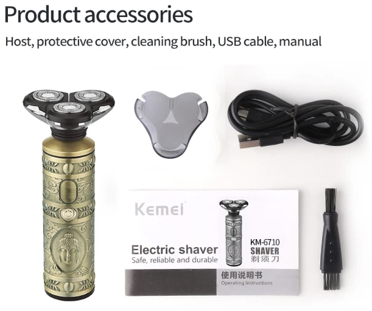 Ξυριστική Επαναφορτιζόμενη Μηχανή KEMEI με 3 Περιστρεφόμενες Λεπίδες και τεχνολογία 4D Ξυριστική Επαναφορτιζόμενη Μηχανή KEMEI με 3 Περιστρεφόμενες Λεπίδες και τεχνολογία 4D