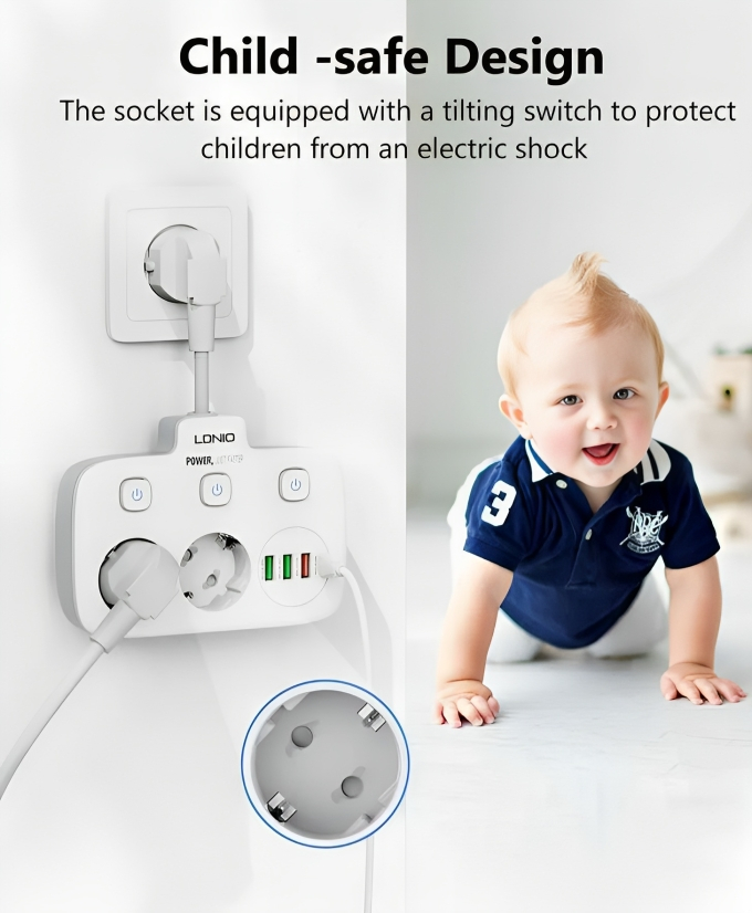 LDNIO Πολύπριζο 2 Θέσεων με Διακόπτες ON/OFF και 3 USB-A & USB-C - Intelligent Power Strip LDNIO Πολύπριζο 2 Θέσεων με Διακόπτες ON/OFF και 3 USB-A & USB-C - Intelligent Power Strip