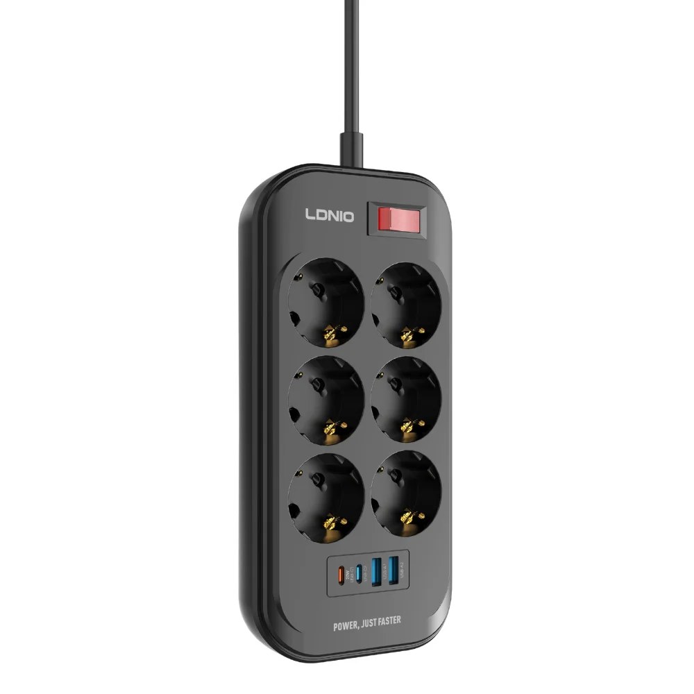 LDNIO Πολύπριζο 6 Θέσεων με 4 USB Ports, 2500W και 2m Καλώδιο LDNIO Πολύπριζο 6 Θέσεων με 4 USB Ports, 2500W και 2m Καλώδιο