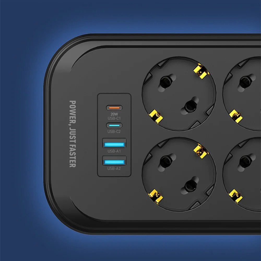 LDNIO Πολύπριζο 6 Θέσεων με 4 USB Ports, 2500W και 2m Καλώδιο LDNIO Πολύπριζο 6 Θέσεων με 4 USB Ports, 2500W και 2m Καλώδιο