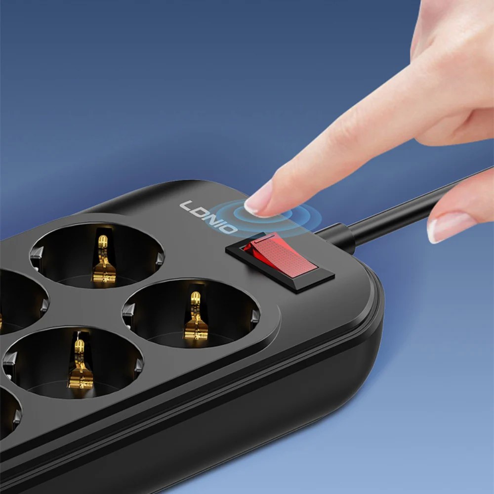 LDNIO Πολύπριζο 6 Θέσεων με 4 USB Ports, 2500W και 2m Καλώδιο LDNIO Πολύπριζο 6 Θέσεων με 4 USB Ports, 2500W και 2m Καλώδιο