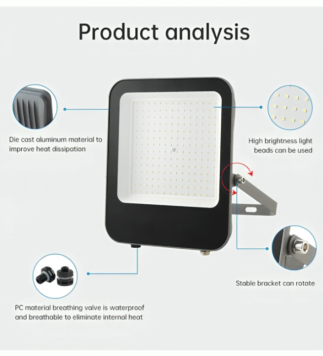 LED 289 SMD Αδιάβροχος Προβολέας 200W 18000LM - AIGOSTAR LED 289 SMD Αδιάβροχος Προβολέας 200W 18000LM - AIGOSTAR