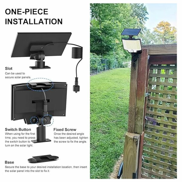 LED Αδιάβροχο Ηλιακό Επαναφορτιζόμενο Επιτοίχιο Φωτιστικό με Πάνελ 108 SMD, Αισθητήρα Κίνησης, Τηλεχειριστήριο και Ψυχρό Λευκό Φωτισμό Μαύρο LED Αδιάβροχο Ηλιακό Επαναφορτιζόμενο Επιτοίχιο Φωτιστικό με Πάνελ 108 SMD, Αισθητήρα Κίνησης, Τηλεχειριστήριο και Ψυχρό Λευκό Φωτισμό Μαύρο