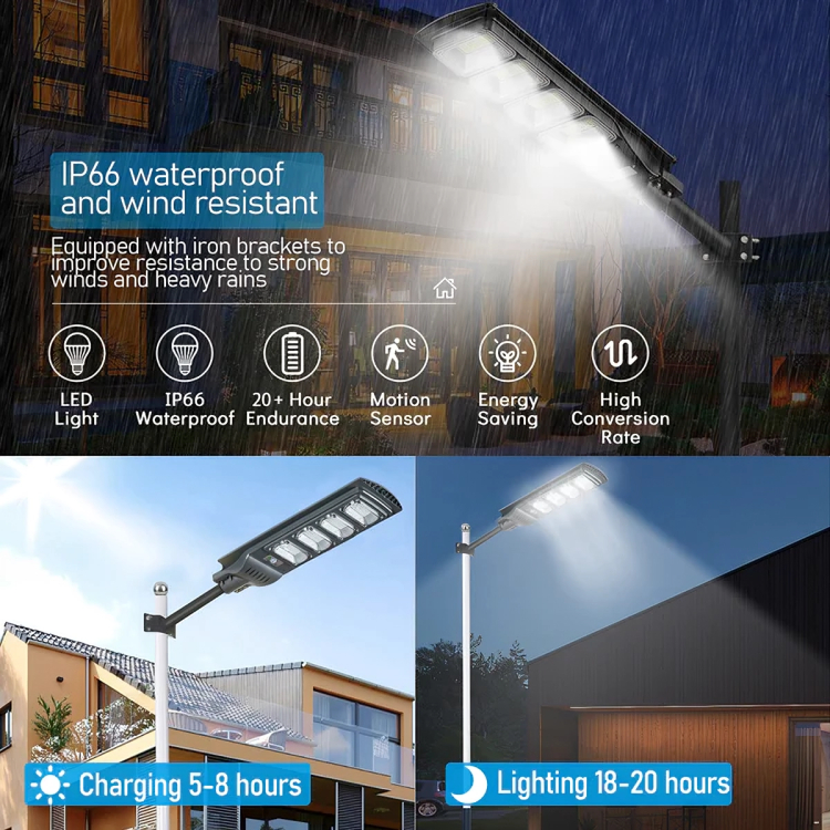 Led Αδιάβροχο Ηλιακό Φωτιστικό Δρόμου - 250W 19200LM - Με Ανιχνευτή Κίνησης & Τηλεχειριστήριο - Jortan Led Αδιάβροχο Ηλιακό Φωτιστικό Δρόμου - 250W 19200LM - Με Ανιχνευτή Κίνησης & Τηλεχειριστήριο - Jortan