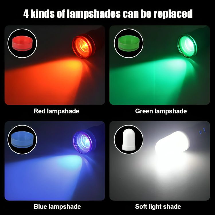 LED Αδιάβροχος Επαναφορτιζόμενος Φακός Αλουμινίου με Άγκιστρο Στήριξης και RGB Χρωματιστούς Φακούς - Andowl LED Αδιάβροχος Επαναφορτιζόμενος Φακός Αλουμινίου με Άγκιστρο Στήριξης και RGB Χρωματιστούς Φακούς - Andowl