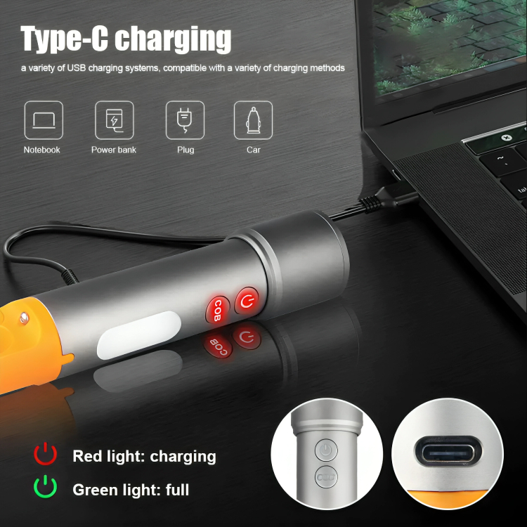 LED Αδιάβροχος Επαναφορτιζόμενος Φακός Αλουμινίου με Άγκιστρο Στήριξης και RGB Χρωματιστούς Φακούς - Andowl LED Αδιάβροχος Επαναφορτιζόμενος Φακός Αλουμινίου με Άγκιστρο Στήριξης και RGB Χρωματιστούς Φακούς - Andowl