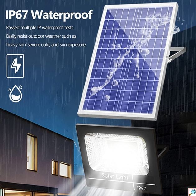 LED Αδιάβροχος Ηλιακός Προβολέας 300W IP67 με Φωτοβολταϊκό Πάνελ, Τηλεχειρισμό και Χρονοδιακόπτη - LED Solar Light Panel LED Αδιάβροχος Ηλιακός Προβολέας 300W IP67 με Φωτοβολταϊκό Πάνελ, Τηλεχειρισμό και Χρονοδιακόπτη - LED Solar Light Panel