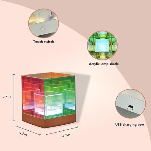 LED Διακοσμητικό Φωτιστικό Andowl Κύβος Πολύχρωμο Φως 2W USB LED Διακοσμητικό Φωτιστικό Andowl Κύβος Πολύχρωμο Φως 2W USB