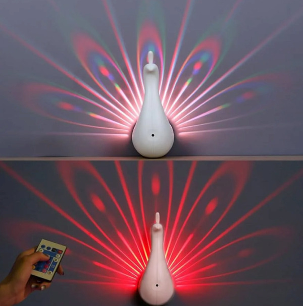 LED Διακοσμητικό Φωτιστικό - Προτζέκτορας Παγόνι Πολύχρωμου Φωτισμού με Τηλεχειριστήριο 78 x 110 x 190mm LED Διακοσμητικό Φωτιστικό - Προτζέκτορας Παγόνι Πολύχρωμου Φωτισμού με Τηλεχειριστήριο 78 x 110 x 190mm