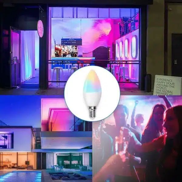 LED Dimmable Λάμπα με Ντουί 4.8W E14 RGBW σε Σχήμα C37 220V με Ασύρματο Χειριστήριο LED Dimmable Λάμπα με Ντουί 4.8W E14 RGBW σε Σχήμα C37 220V με Ασύρματο Χειριστήριο