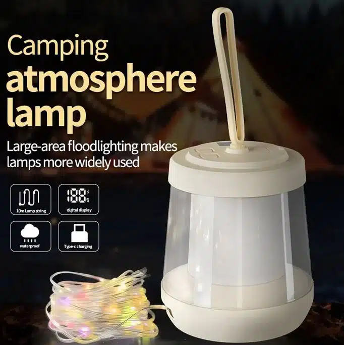 LED Επαναφορτιζόμενο Φανάρι Camping σε Ψυχρό Θερμό Φωτισμό – Γιρλάντα 10m με LCD Οθόνη Ένδειξης Μπαταρίας και Ιμάντα σε Λευκό Χρώμα LED Επαναφορτιζόμενο Φανάρι Camping σε Ψυχρό Θερμό Φωτισμό – Γιρλάντα 10m με LCD Οθόνη Ένδειξης Μπαταρίας και Ιμάντα σε Λευκό Χρώμα