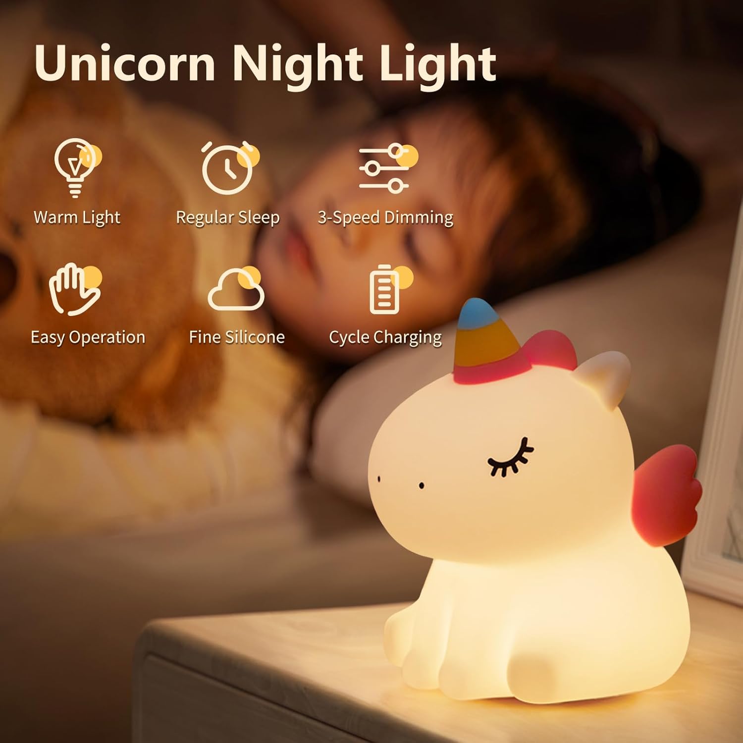 LED Επαναφορτιζόμενο Φωτάκι Νυχτός Μονόκερος - Arrango LED Επαναφορτιζόμενο Φωτάκι Νυχτός Μονόκερος - Arrango