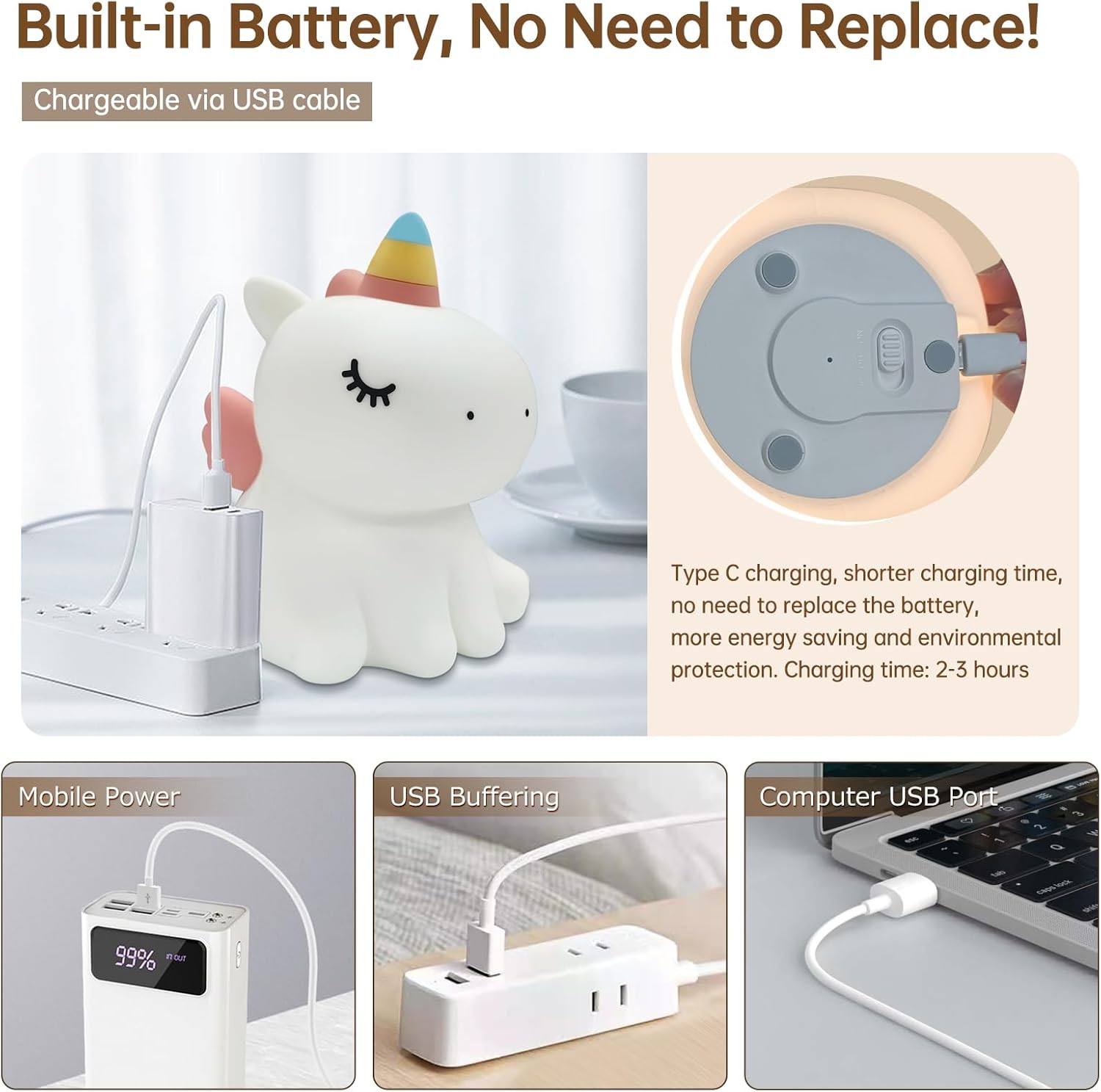 LED Επαναφορτιζόμενο Φωτάκι Νυχτός Μονόκερος - Arrango LED Επαναφορτιζόμενο Φωτάκι Νυχτός Μονόκερος - Arrango