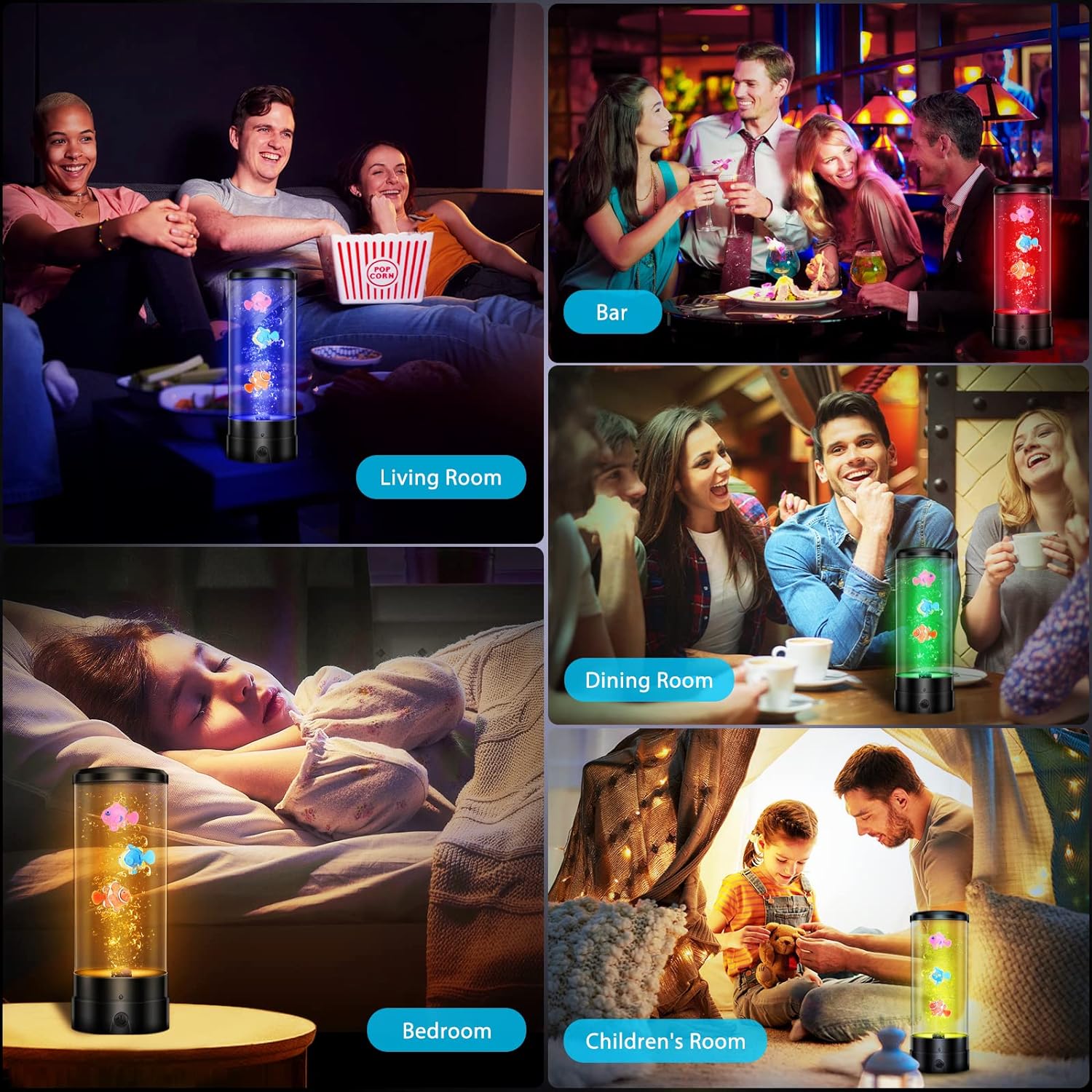 LED Επαναφορτιζόμενο Φωτιστικό Ενυδρείο με Νερό και Ψαράκια και Ρύθμιση 16 Χρωμάτων RGB Μέσω Κοντρόλ LED Επαναφορτιζόμενο Φωτιστικό Ενυδρείο με Νερό και Ψαράκια και Ρύθμιση 16 Χρωμάτων RGB Μέσω Κοντρόλ