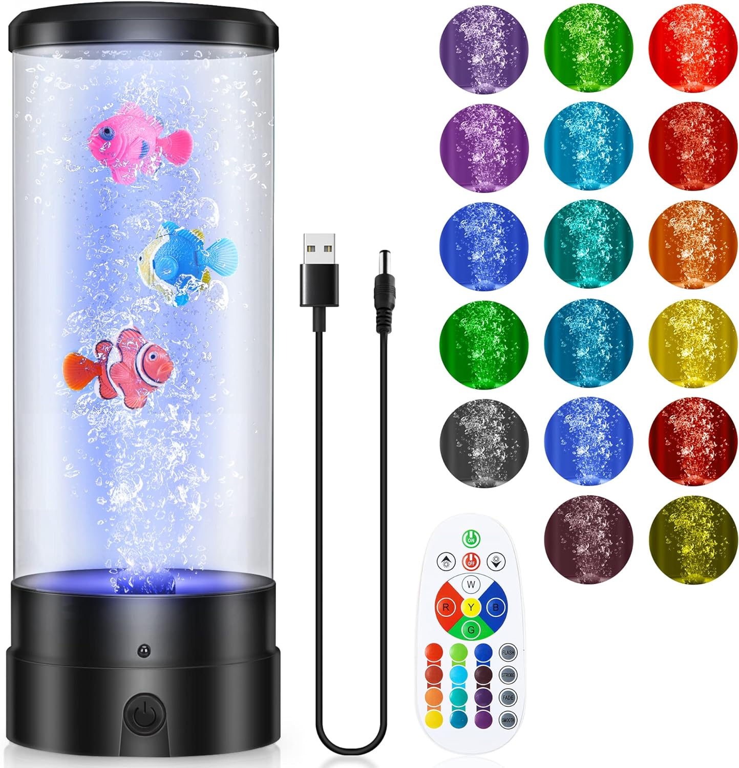 LED Επαναφορτιζόμενο Φωτιστικό Ενυδρείο με Νερό και Ψαράκια και Ρύθμιση 16 Χρωμάτων RGB Μέσω Κοντρόλ LED Επαναφορτιζόμενο Φωτιστικό Ενυδρείο με Νερό και Ψαράκια και Ρύθμιση 16 Χρωμάτων RGB Μέσω Κοντρόλ