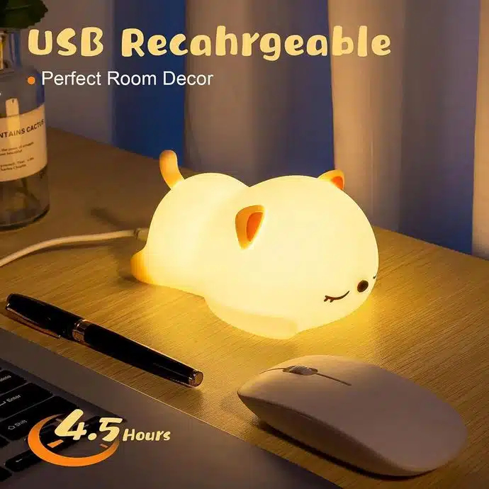 LED Επαναφορτιζόμενο Παιδικό Φωτιστικό 5V USB με Σχέδιο Γατούλα σε Θερμό και Πολύχρωμο Φωτισμό LED Επαναφορτιζόμενο Παιδικό Φωτιστικό 5V USB με Σχέδιο Γατούλα σε Θερμό και Πολύχρωμο Φωτισμό