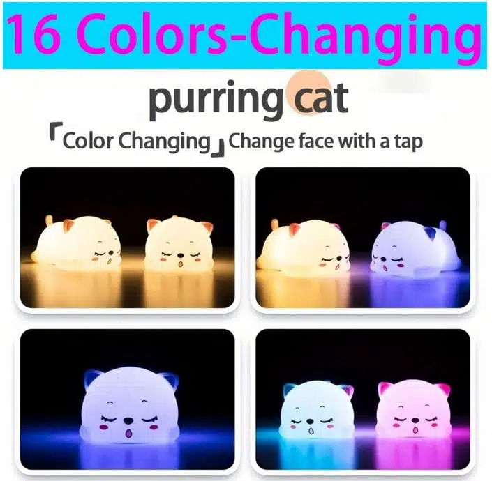 LED Επαναφορτιζόμενο Παιδικό Φωτιστικό 5V USB με Σχέδιο Γατούλα σε Θερμό και Πολύχρωμο Φωτισμό LED Επαναφορτιζόμενο Παιδικό Φωτιστικό 5V USB με Σχέδιο Γατούλα σε Θερμό και Πολύχρωμο Φωτισμό