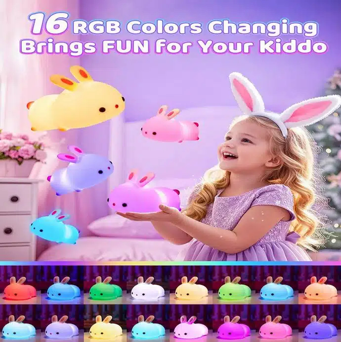 LED Επαναφορτιζόμενο Παιδικό Φωτιστικό 5V USB με Σχέδιο Κουνελάκι με Ρυθμιζόμενο Θερμό και Πολύχρωμο Φωτισμό LED Επαναφορτιζόμενο Παιδικό Φωτιστικό 5V USB με Σχέδιο Κουνελάκι με Ρυθμιζόμενο Θερμό και Πολύχρωμο Φωτισμό