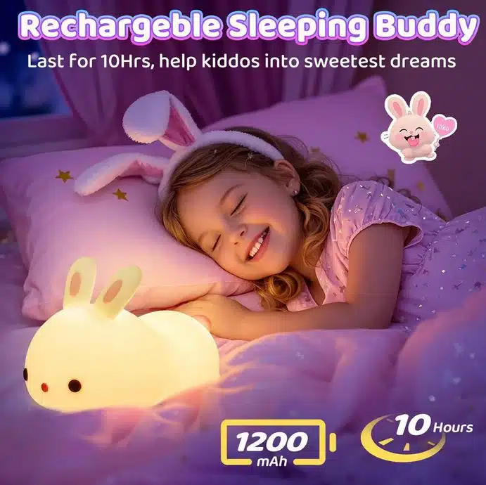 LED Επαναφορτιζόμενο Παιδικό Φωτιστικό 5V USB με Σχέδιο Κουνελάκι με Ρυθμιζόμενο Θερμό και Πολύχρωμο Φωτισμό LED Επαναφορτιζόμενο Παιδικό Φωτιστικό 5V USB με Σχέδιο Κουνελάκι με Ρυθμιζόμενο Θερμό και Πολύχρωμο Φωτισμό