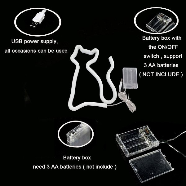 LED Επιτοίχιο Διακοσμητικό Φωτιστικό Neon με Τροφοδοσία USB ή Μπαταρίες με Σχέδιο Γατούλα σε Ροζ Χρώμα LED Επιτοίχιο Διακοσμητικό Φωτιστικό Neon με Τροφοδοσία USB ή Μπαταρίες με Σχέδιο Γατούλα σε Ροζ Χρώμα