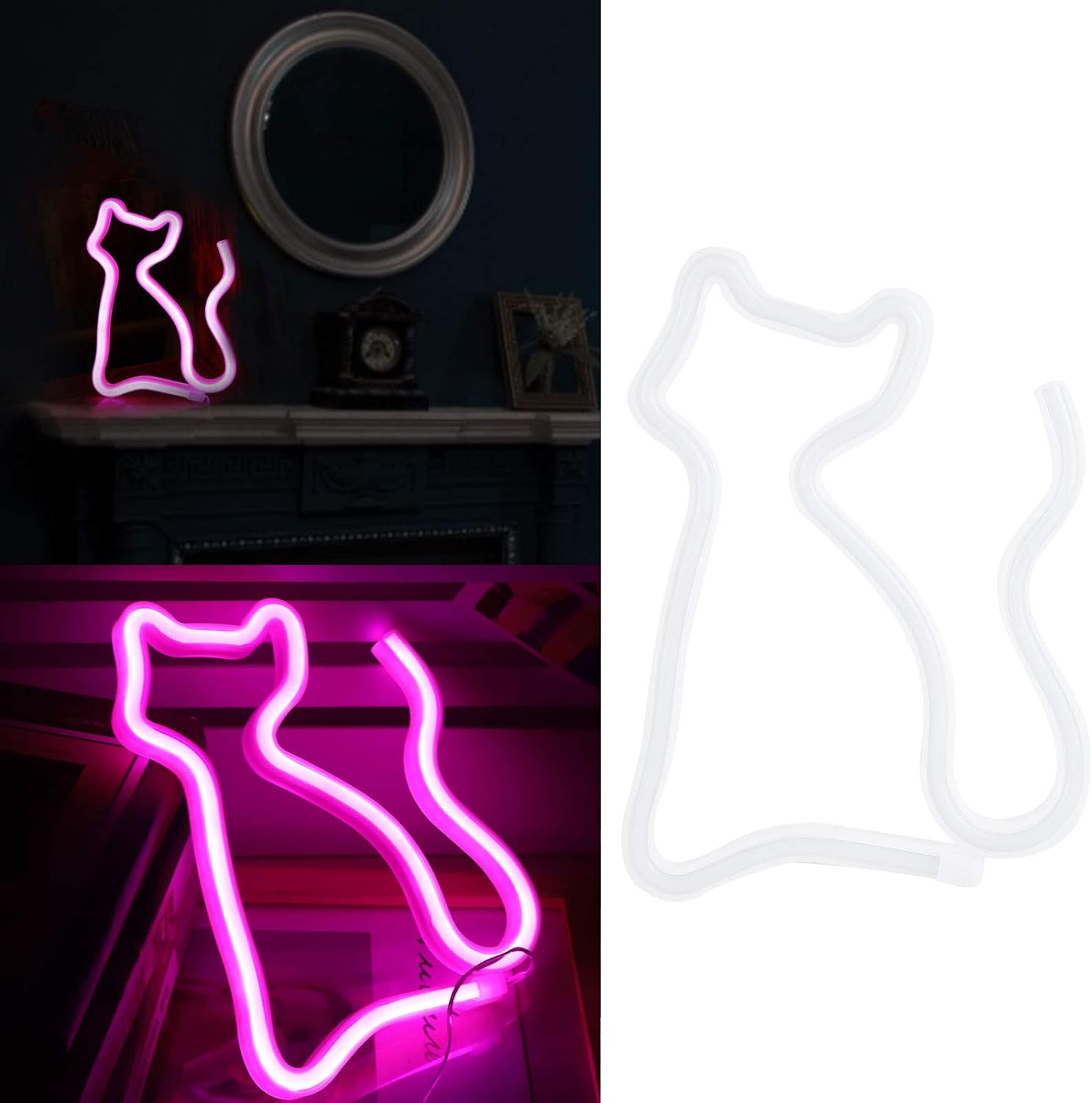 LED Επιτοίχιο Διακοσμητικό Φωτιστικό Neon με Τροφοδοσία USB ή Μπαταρίες με Σχέδιο Γατούλα σε Ροζ Χρώμα LED Επιτοίχιο Διακοσμητικό Φωτιστικό Neon με Τροφοδοσία USB ή Μπαταρίες με Σχέδιο Γατούλα σε Ροζ Χρώμα