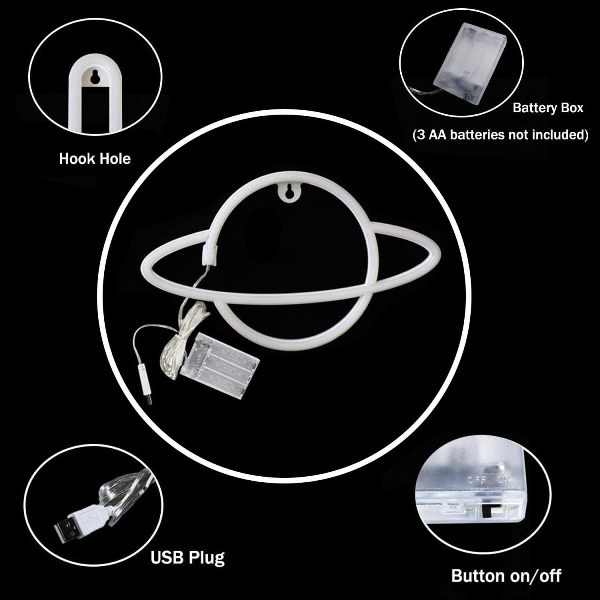 LED Επιτοίχιο Διακοσμητικό Φωτιστικό Neon με Τροφοδοσία USB ή Μπαταρίες με Σχέδιο Πλανήτης Κρόνος σε Ροζ και Κίτρινο Χρώμα LED Επιτοίχιο Διακοσμητικό Φωτιστικό Neon με Τροφοδοσία USB ή Μπαταρίες με Σχέδιο Πλανήτης Κρόνος σε Ροζ και Κίτρινο Χρώμα