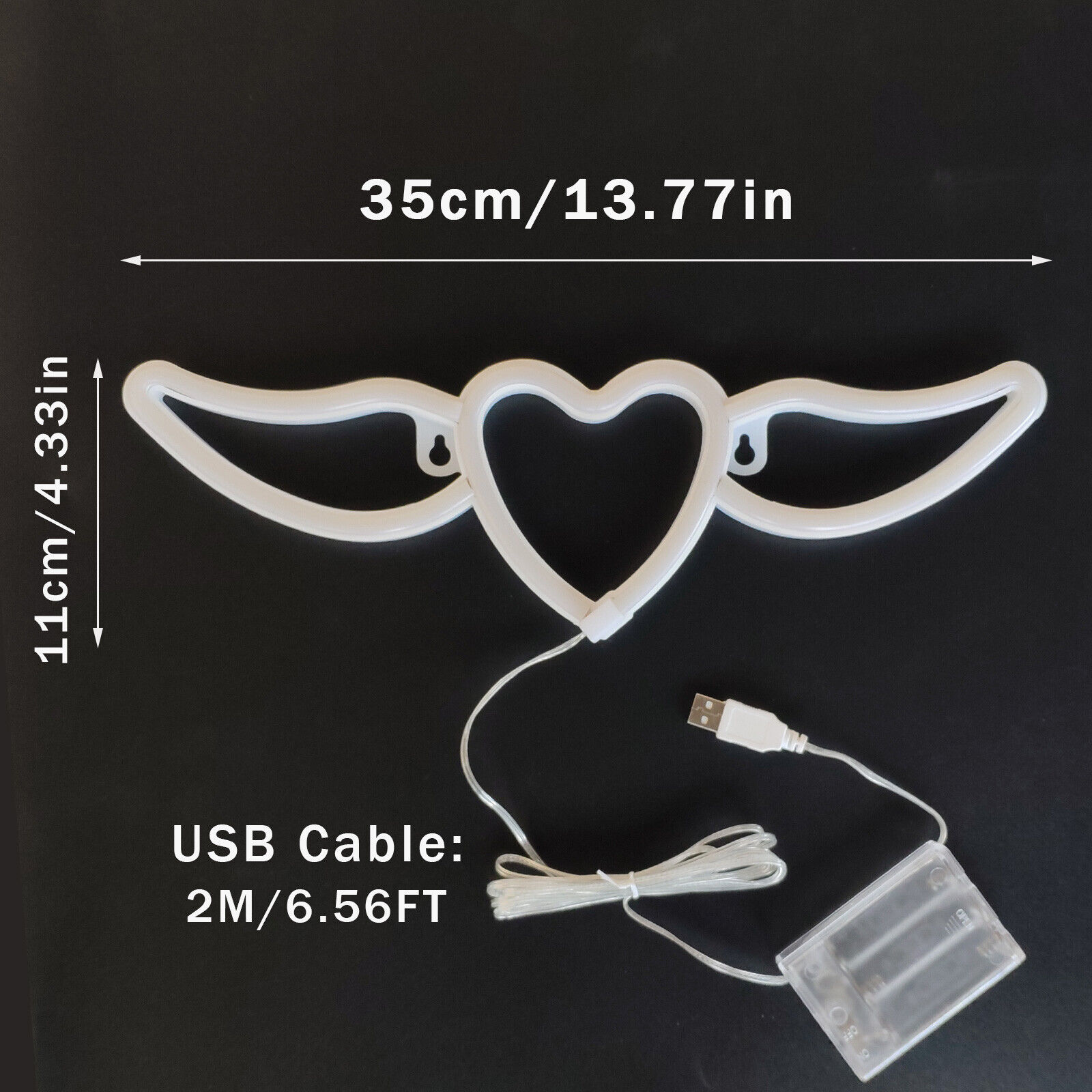 LED Επιτοίχιο Διακοσμητικό Φωτιστικό Πολύχρωμο Neon με Τροφοδοσία USB ή Μπαταρίες με Σχέδιο Φτερωτή Καρδιά LED Επιτοίχιο Διακοσμητικό Φωτιστικό Πολύχρωμο Neon με Τροφοδοσία USB ή Μπαταρίες με Σχέδιο Φτερωτή Καρδιά