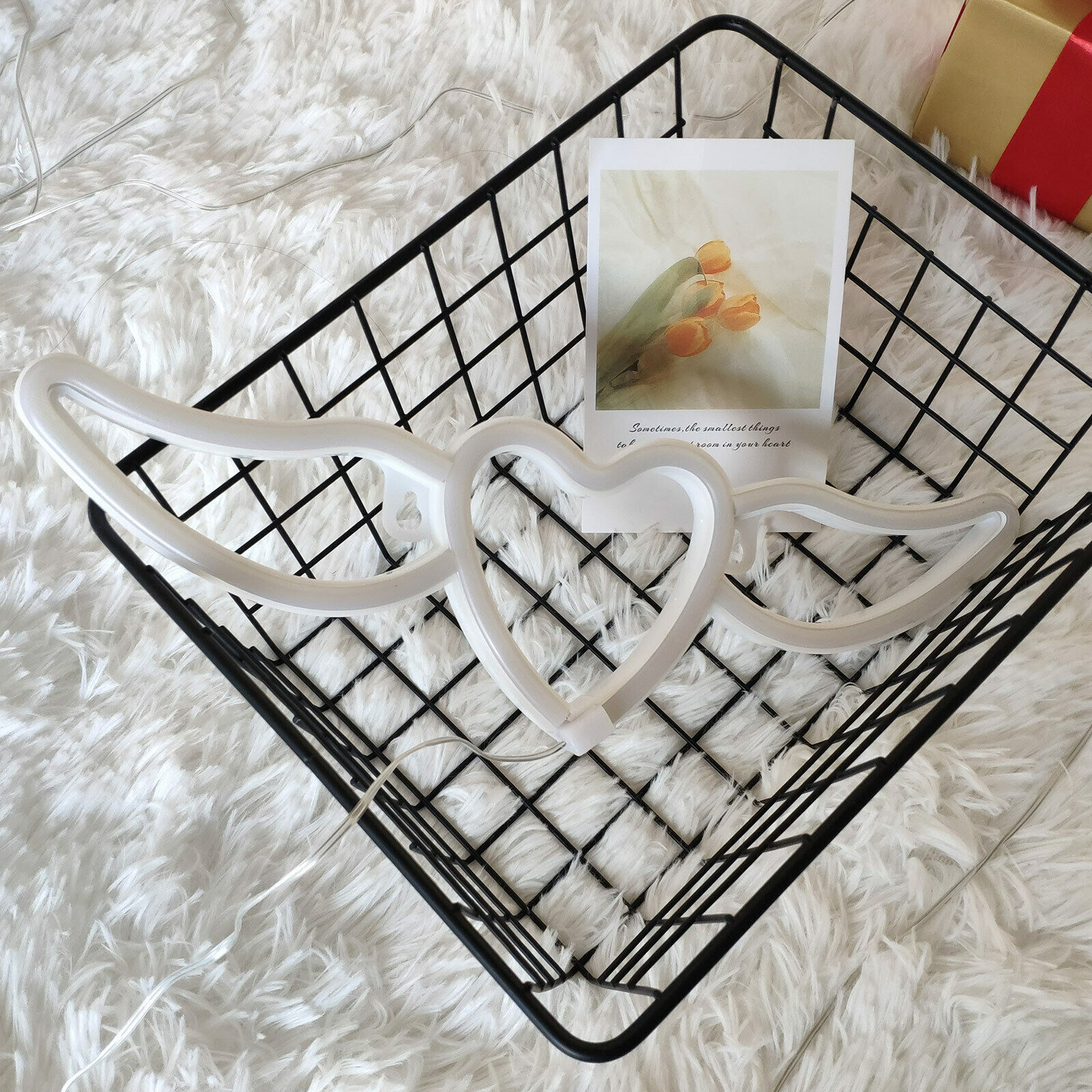 LED Επιτοίχιο Διακοσμητικό Φωτιστικό Πολύχρωμο Neon με Τροφοδοσία USB ή Μπαταρίες με Σχέδιο Φτερωτή Καρδιά LED Επιτοίχιο Διακοσμητικό Φωτιστικό Πολύχρωμο Neon με Τροφοδοσία USB ή Μπαταρίες με Σχέδιο Φτερωτή Καρδιά