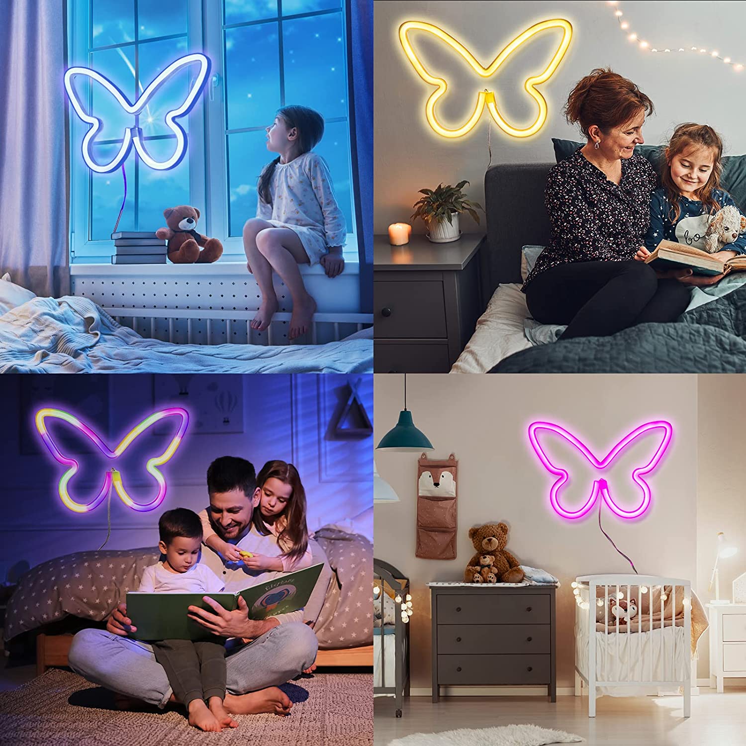 LED Επιτοίχιο Διακοσμητικό Φωτιστικό Πολύχρωμο Neon με Τροφοδοσία USB ή Μπαταρίες με Σχέδιο Πεταλούδα LED Επιτοίχιο Διακοσμητικό Φωτιστικό Πολύχρωμο Neon με Τροφοδοσία USB ή Μπαταρίες με Σχέδιο Πεταλούδα