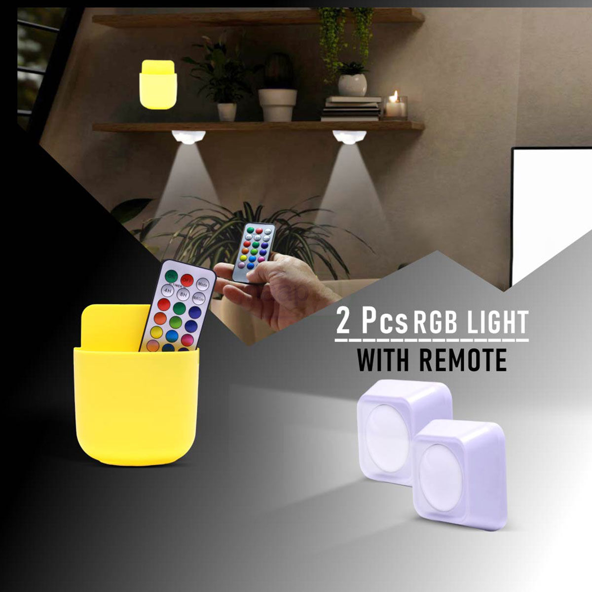 LED Φωτιστικό Σποτ Μπαταρίας RGB με Τηλεχειριστήριο Σετ 2 Τμχ LED Φωτιστικό Σποτ Μπαταρίας RGB με Τηλεχειριστήριο Σετ 2 Τμχ