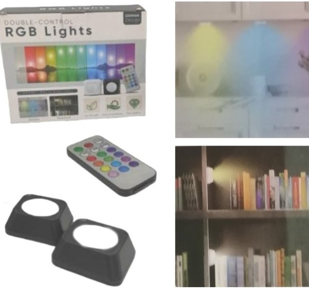 LED Φωτιστικό Σποτ Μπαταρίας RGB με Τηλεχειριστήριο Σετ 2 Τμχ LED Φωτιστικό Σποτ Μπαταρίας RGB με Τηλεχειριστήριο Σετ 2 Τμχ