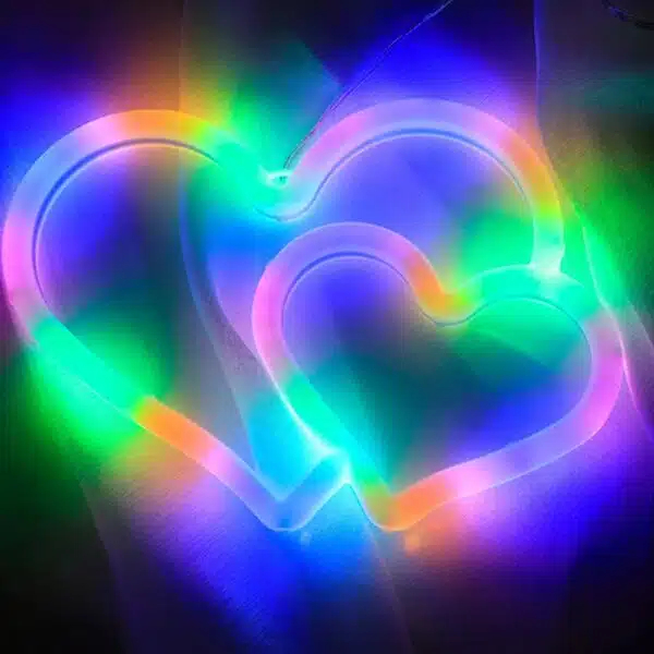 LED Επιτοίχιο Διακοσμητικό Φωτιστικό Neon με Τροφοδοσία USB ή Μπαταρίες με Σχέδιο Διπλή Καρδιά LED Επιτοίχιο Διακοσμητικό Φωτιστικό Neon με Τροφοδοσία USB ή Μπαταρίες με Σχέδιο Διπλή Καρδιά