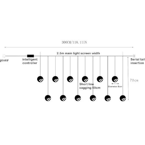LED Χριστουγεννιάτικα Φωτάκια Ασύμμετρη Κουρτίνα 3μ σε Σχήμα Μπάλας με Δεντράκι Λευκού Θερμού Φωτισμού- LED Christmas Lights Ball LED Χριστουγεννιάτικα Φωτάκια Ασύμμετρη Κουρτίνα 3μ σε Σχήμα Μπάλας με Δεντράκι Λευκού Θερμού Φωτισμού- LED Christmas Lights Ball