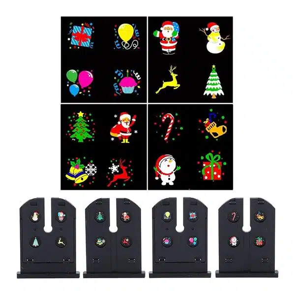 LED Χριστουγεννιάτικος Μαύρος Προτζέκτορας 220V με 4 Διαφορετικά Γιορτινά Μοτίβα LED Χριστουγεννιάτικος Μαύρος Προτζέκτορας 220V με 4 Διαφορετικά Γιορτινά Μοτίβα