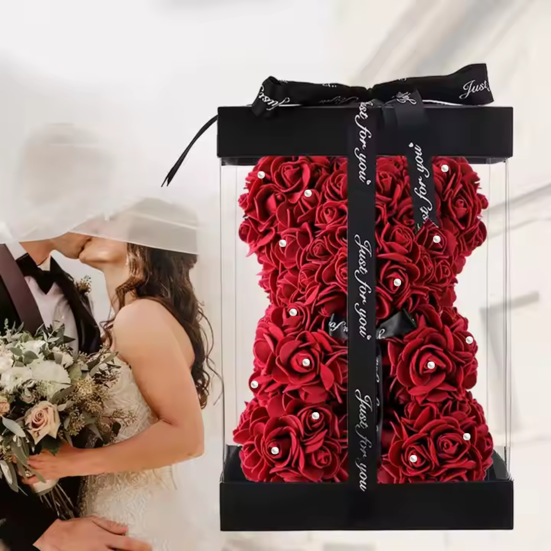 Αρκουδάκι από Τεχνητά Τριαντάφυλλα και Πέρλες 25 cm Αρκουδάκι από Τεχνητά Τριαντάφυλλα και Πέρλες 25 cm