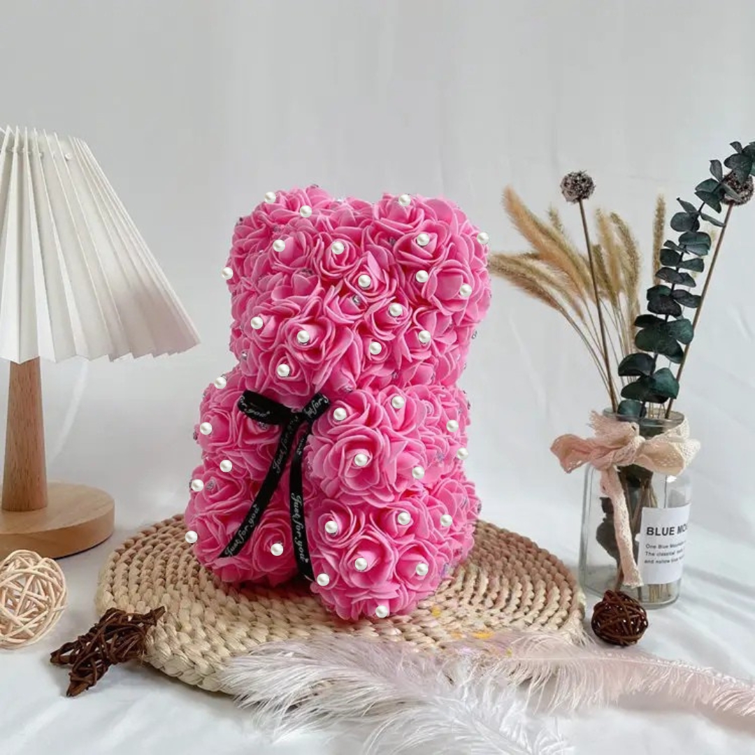 Αρκουδάκι από Τεχνητά Τριαντάφυλλα και Πέρλες 25 cm Αρκουδάκι από Τεχνητά Τριαντάφυλλα και Πέρλες 25 cm