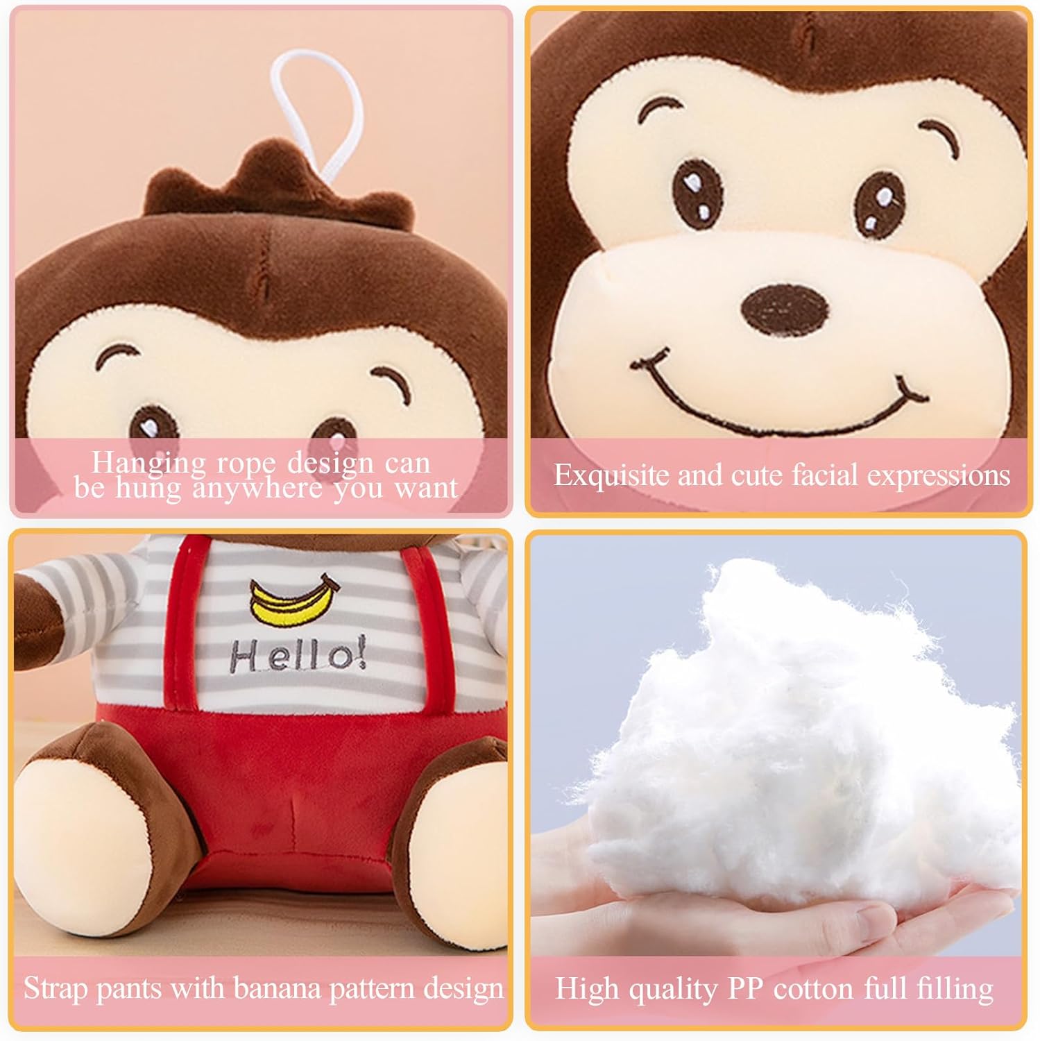 Λούτρινο Βελούδινο Αρκουδάκι Πιθηκάκι 30εκ με Ριγέ Μπλούζα και Κόκκινες Τιράντες Λούτρινο Βελούδινο Αρκουδάκι Πιθηκάκι 30εκ με Ριγέ Μπλούζα και Κόκκινες Τιράντες